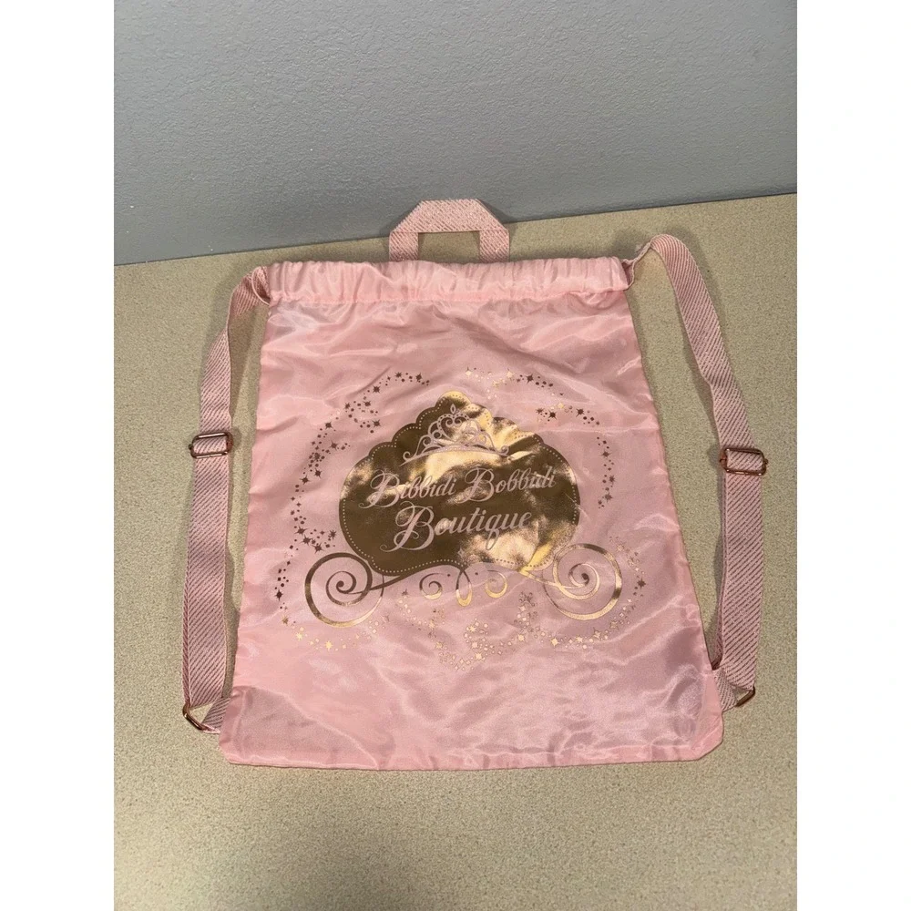Disney Bibbidi Bobbidi Boutique Pink Drawstring Backpack Rose Gold Carriage Bag